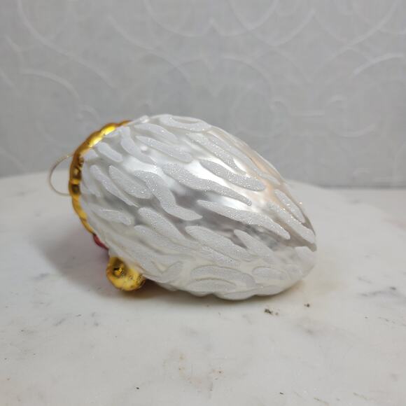 Vintage Santa Face Ornament 5" Red Mercury White Glitter Christmas Hanging Decor - Picture 10 of 12